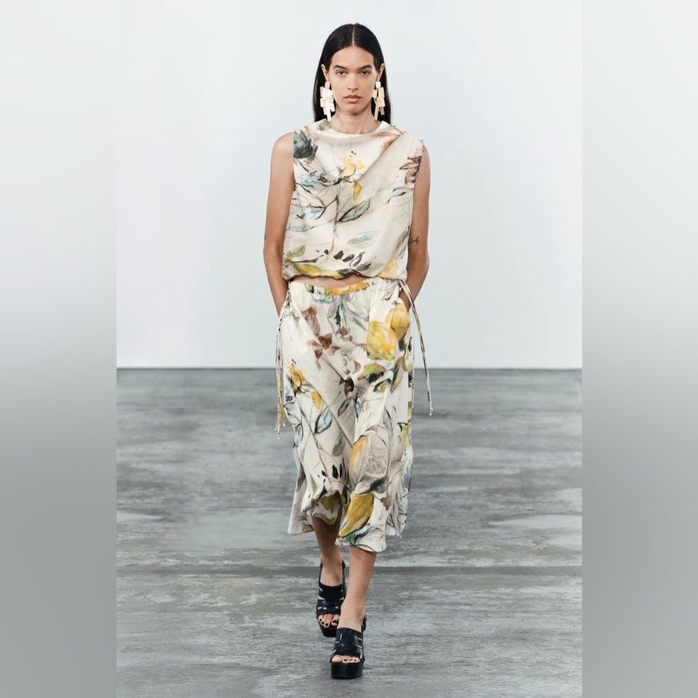 Zara ZW collection printed midi skirt
